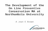 The Development of the On Line Preventive Conservation MA at Northumbria University