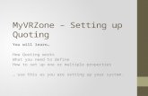 MyVRZone  – Setting up Quoting