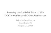 Reentry and a Brief Tour of the DOC Website and Other Resources