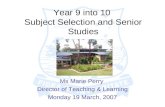 Year 9 into 10  Subject Selection and Senior Studies