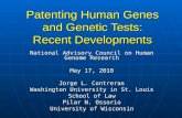 Patenting Human Genes and Genetic Tests: Recent Developments