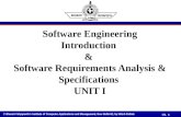 Software Engineering Introduction  &  Software Requirements Analysis & Specifications  UNIT I