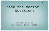 “Ask the Mentor”  Questions