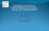 WOMEN'S  POLITICAL PARTICIPATION AT LOCAL LEVEL IN TIMOR LESTE
