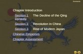 Chapter Introduction Section 1 The Decline of the Qing  Dynasty Section 2 Revolution in China