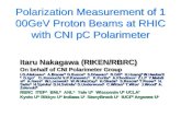Polarization Measurement of 100GeV Proton Beams at RHIC with CNI pC Polarimeter