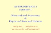 ASTROPHYSICS 3 Semester 1 Observational Astronomy & Physics of Stars and Nebulae
