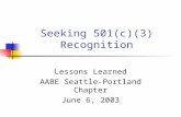 Seeking 501(c)(3) Recognition