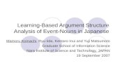 Learning-Based Argument Structure Analysis of Event-Nouns in Japanese