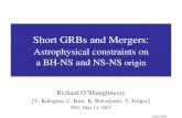 Short GRBs and Mergers: Astrophysical constraints on  a BH-NS and NS-NS  origin