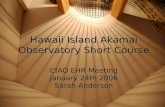 Hawaii Island Akamai Observatory Short Course CfAO EHR Meeting January 24th 2006 Sarah Anderson