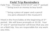 Field Trip Reminders