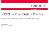 XBRL within Dutch Banks VIII European Banking Supervisors XBRL Workshop Amsterdam November 6, 2007