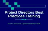 Project Directors Best Practices Training