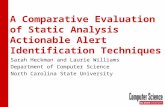 A Comparative Evaluation of Static Analysis Actionable Alert Identification Techniques