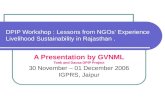 DPIP Workshop : Lessons from NGOs ’  Experience Livelihood Sustainability in Rajasthan .