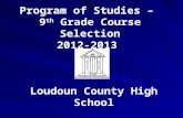 Program of Studies –  9 th  Grade Course Selection 2012-2013