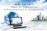 MGMD 233 –MIS Topic 3: Enterprise Infrastructure & Integration