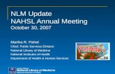 NLM Update NAHSL Annual Meeting October 30, 2007