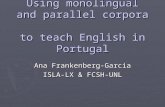 Using monolingual and parallel corpora  to teach English in Portugal