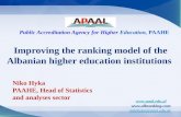 Improving the ranking model of the Albanian higher education institutions