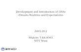 Development and Introduction of OSSs -Dreams Realities and Expectations- 2003.10.2 Makoto TAKANO