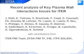 Recent analysis of Key Plasma Wall Interactions Issues for ITER