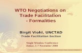 WTO Negotiations on  Trade Facilitation  - Formalities