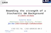 Bounding the strength of a Stochastic GW Background  in LIGO’s S3 Data