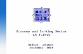 Economy and Banking Sector in Turkey Beirut, Leb a n o n  December, 2010