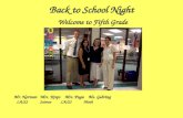 Back to School Night Welcome to Fifth Grade