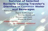 Survival of Selected Bacteria Causing Traveler’s Diarrhea  in Common  Water and Beverages