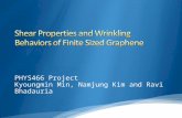 Shear Properties and Wrinkling Behaviors of Finite Sized Graphene