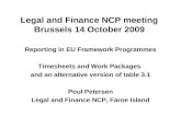 Legal and Finance NCP meeting Brussels 14 October 2009