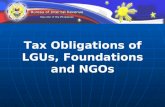 Tax Obligations of LGUs, Foundations and NGOs