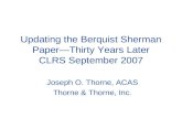 Updating the Berquist Sherman Paper—Thirty Years Later CLRS September 2007