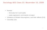 Sociology 601 Class 21: November 10, 2009