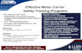 Effective Motor Carrier  Safety Training Programs
