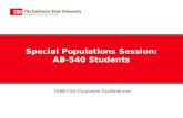Special Populations Session: AB-540 Students