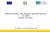 Referencing  the Italian qualifications to EQF State of play