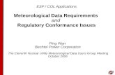 ESP / COL Applications Meteorological Data Requirements  and Regulatory Conformance Issues