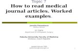 Topic 7 How to read medical journal articles. Worked examples .