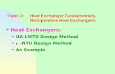 Topic 2:Heat Exchanger Fundamentals, Recuperative Heat Exchangers