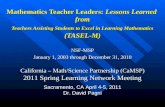 California – Math/Science Partnership (CaMSP) 2011 Spring Learning Network Meeting