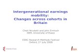 Intergenerational earnings mobility:  Changes across cohorts in Britain