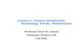 Lecture 1: Course Introduction,  Technology Trends, Performance