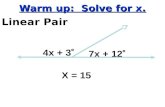 Warm up:  Solve for x.