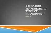 Coherence, transitions, & types of paragraphs
