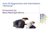 Acts Of Aggression and Intimidation  “Bullying” Presented by: Mara Madrigal-Weiss