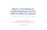 Basic searching on  Ovid databases on the  NHS Scotland eLibrary  elib.scot.nhs.uk